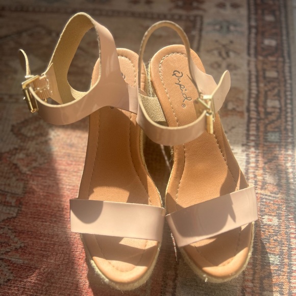 Light Pink Patent Leather Wedges by Qupid - Picture 2 of 7